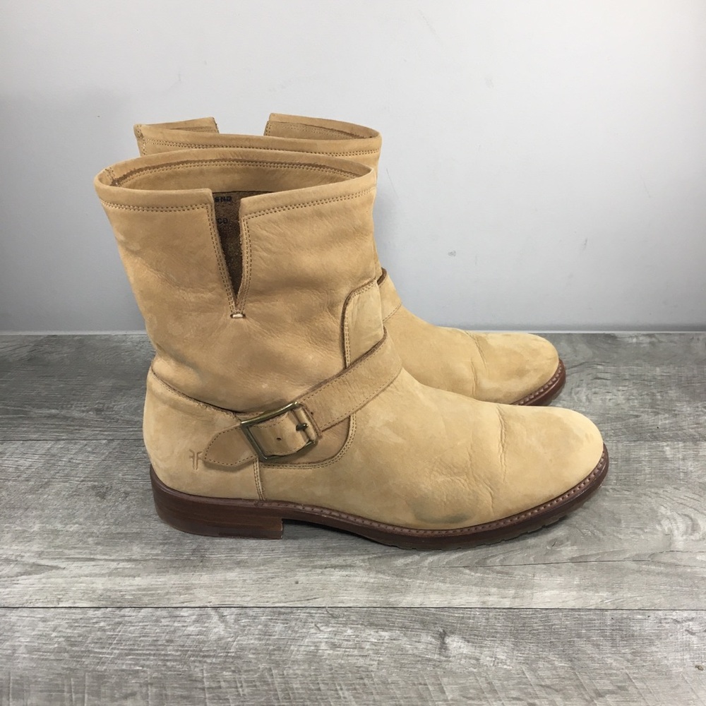 Frye Natalie Short Harness Engineer Brown Leather Short Women's Moto Boots Sz 10